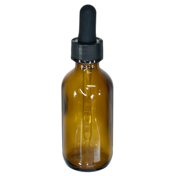 2 oz Amber Boston Round with Black Graduated Glass Dropper (20/400)