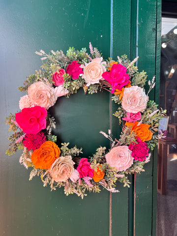 Orange, Pink, & White Sola Wood Wreath