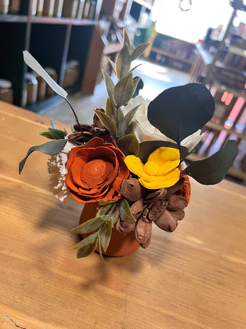 Orange, Yellow, & White Sola Wood Flower Arrangement