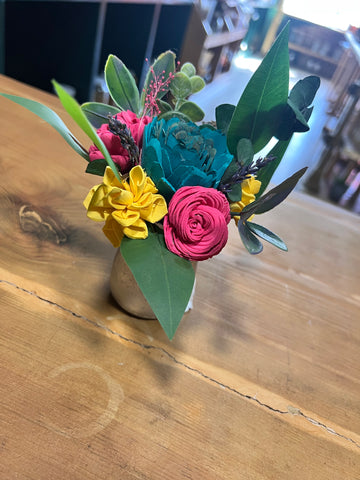 Pink, Yellow, & Teal Sola Wood Floral Arrangement