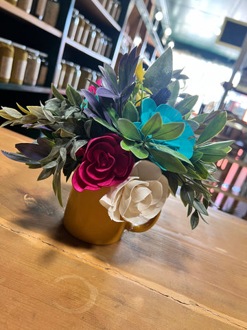 Pink, Teal, & White Sola Wood Floral Arrangement