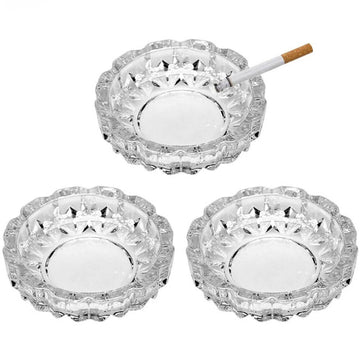 Round - Heavy Duty Glass Smoking Ashtray - Indoor/Outdoor