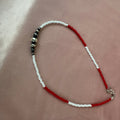 “Handmade necklace with Navajo pearls and glass seed beads”
