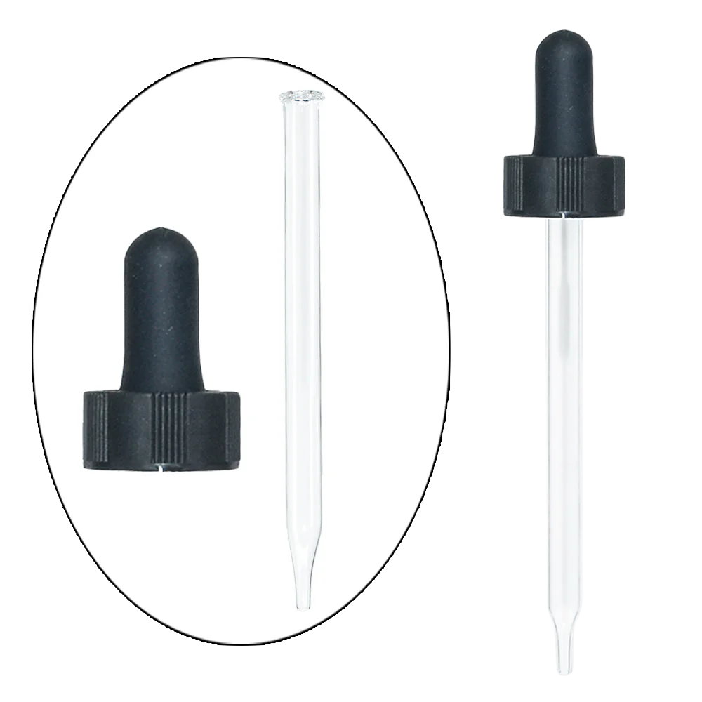 4 oz Amber Boston Round with Black Glass Dropper