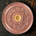 Handcarved Round Wood Incense Cone Burner – 3.75