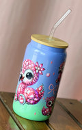 Flamingo Glass Cup & Straw with Bamboo Lid | 18oz Beckys BS