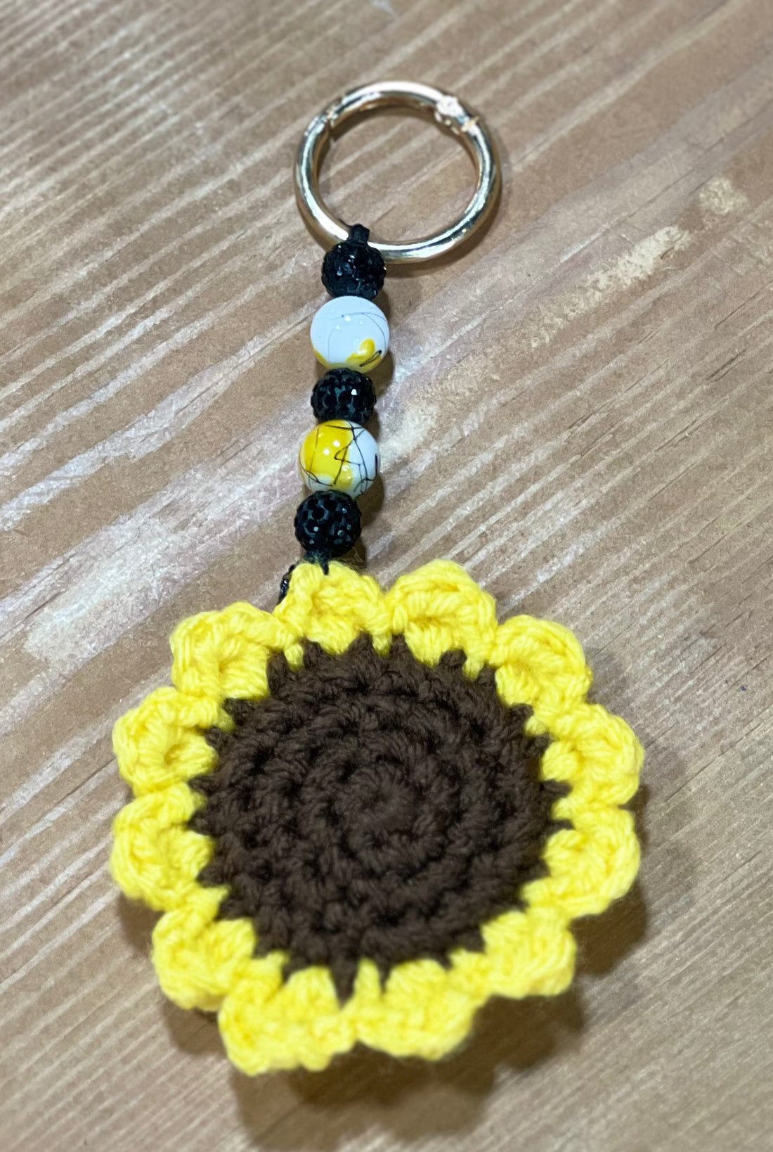Crochet Sunflower Keychain or Bag Charm The crafty runner