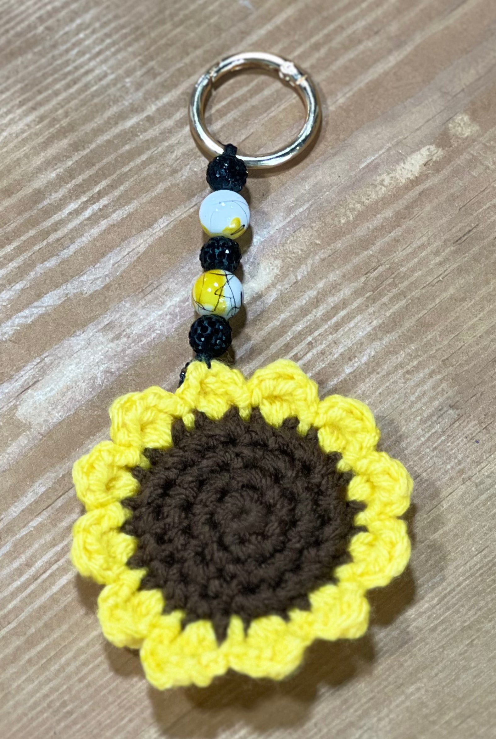 Crochet Sunflower Keychain or Bag Charm The crafty runner