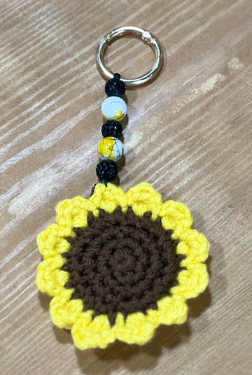 Crochet Sunflower Keychain or Bag Charm The crafty runner