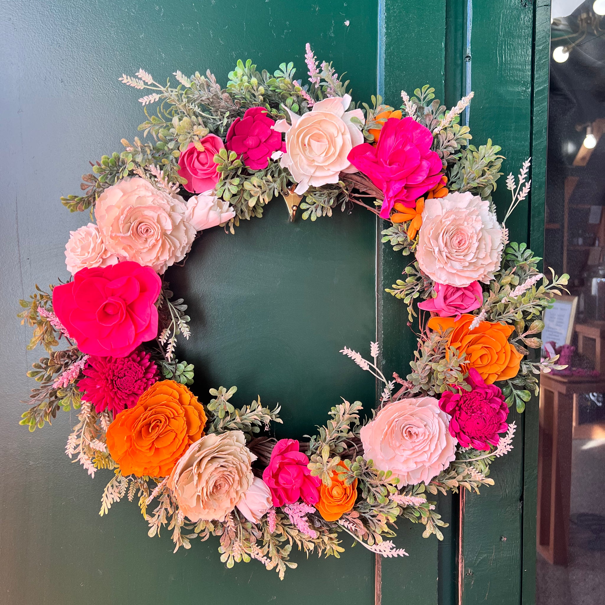 Orange, Pink, & White Sola Wood Wreath