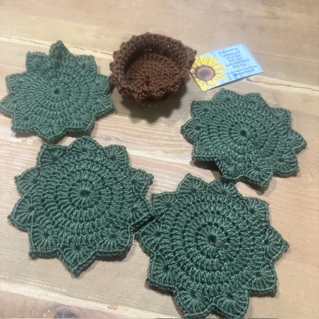 succulent coaster set with basket