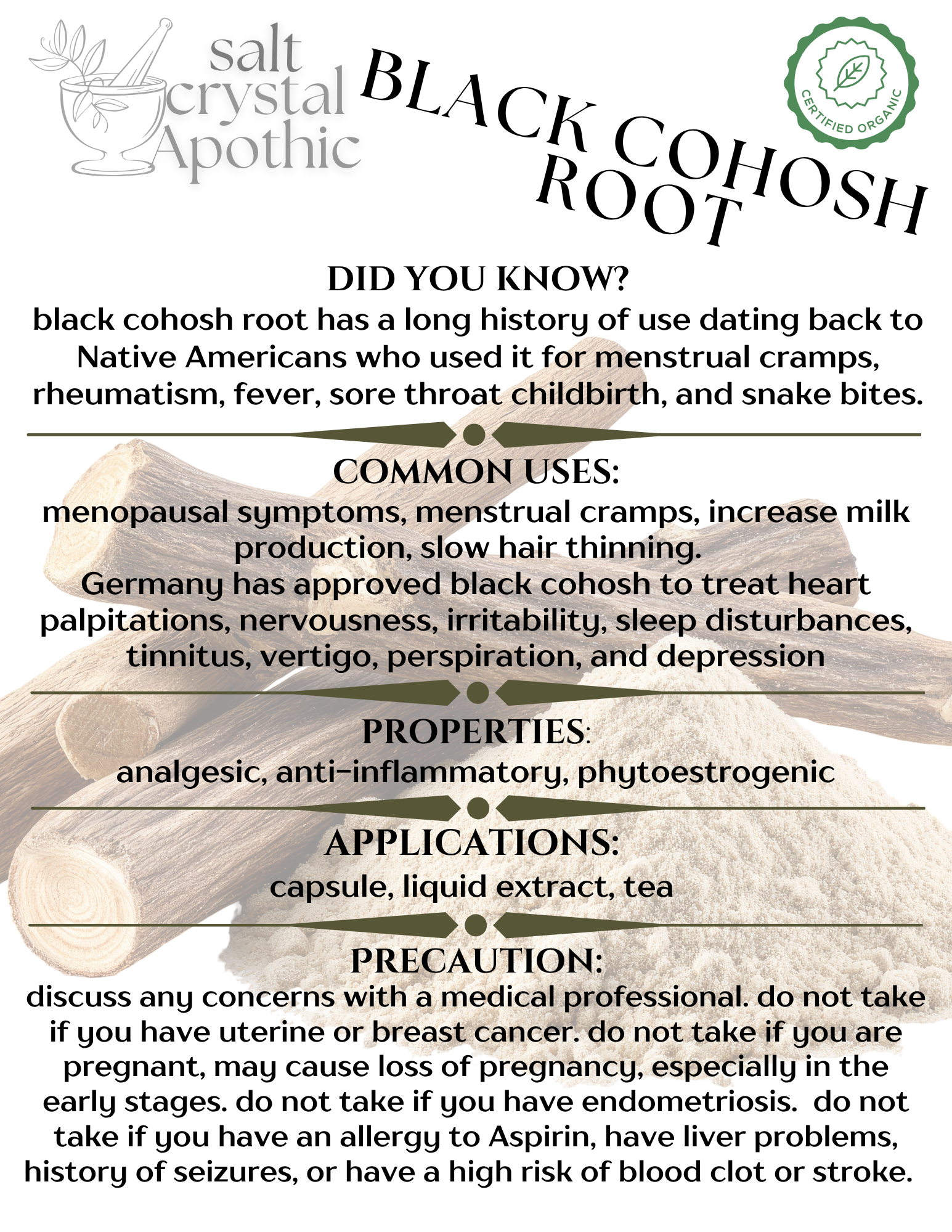 Black Cohosh Root | Cut & Sifted, Organic Starwest Botanicals
