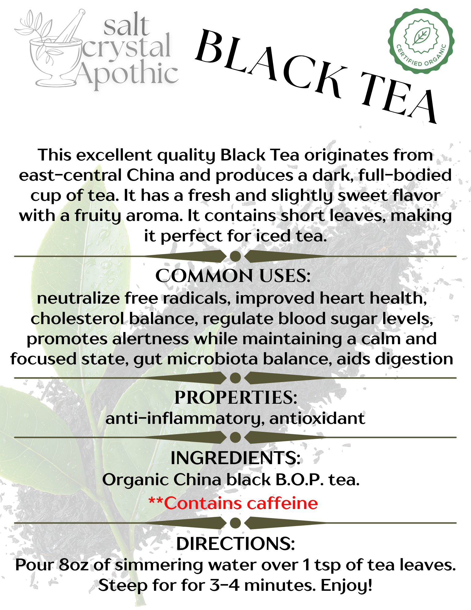 Black Tea, Fair Trade | Organic Starwest Botanicals