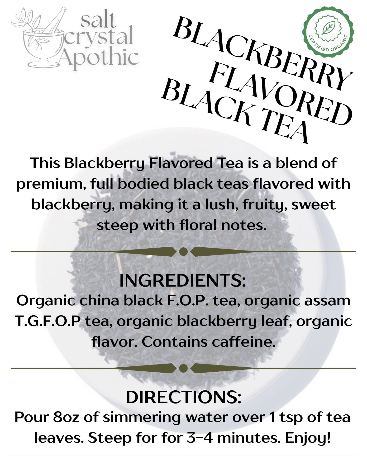 Blackberry Flavored Black Tea | Organic Starwest Botanicals