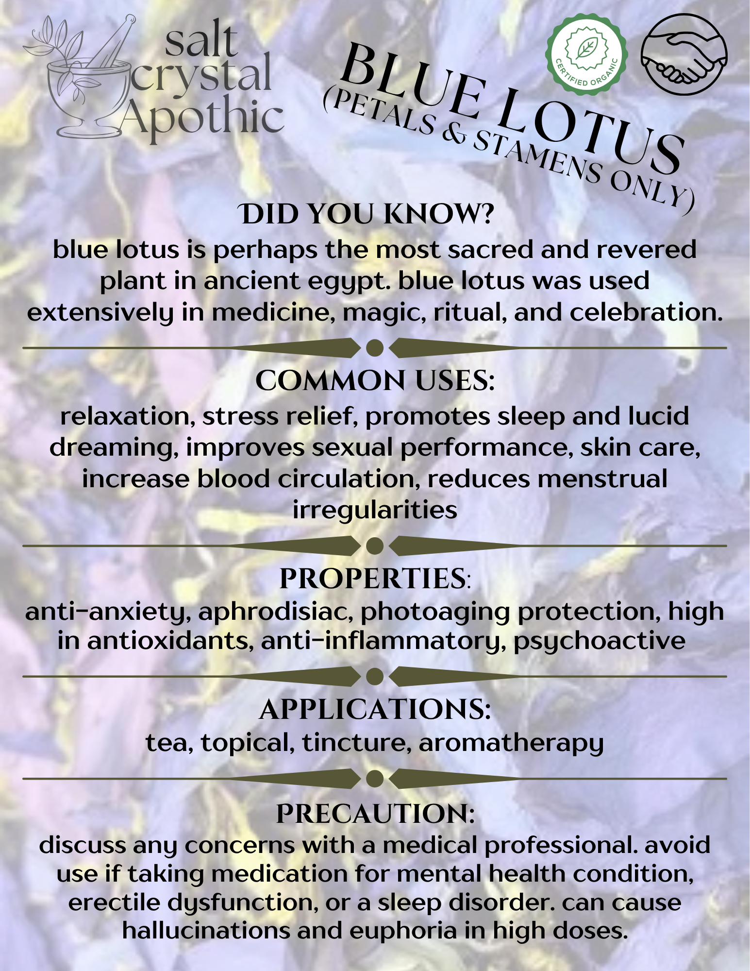 Blue Lotus Petals & Stamens | Fair Trade, Organic Tree Fifty Four
