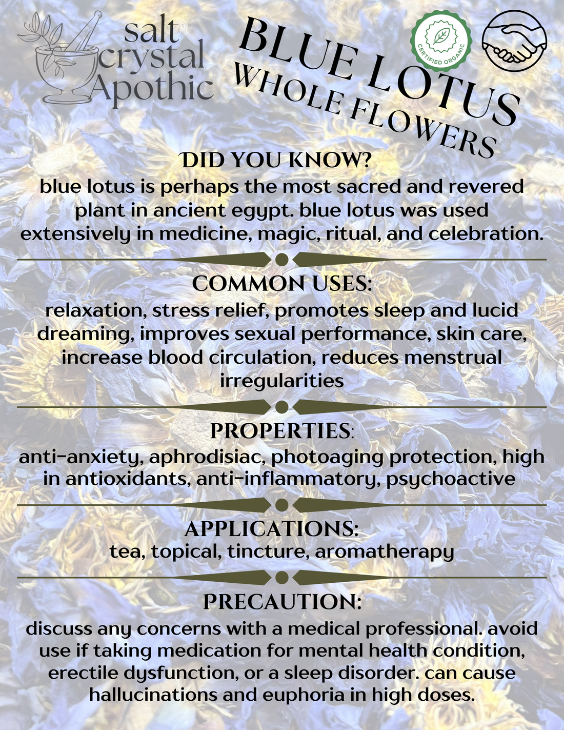 Blue Lotus | Whole Flower, Fair Trade, Organic Tree Fifty Four