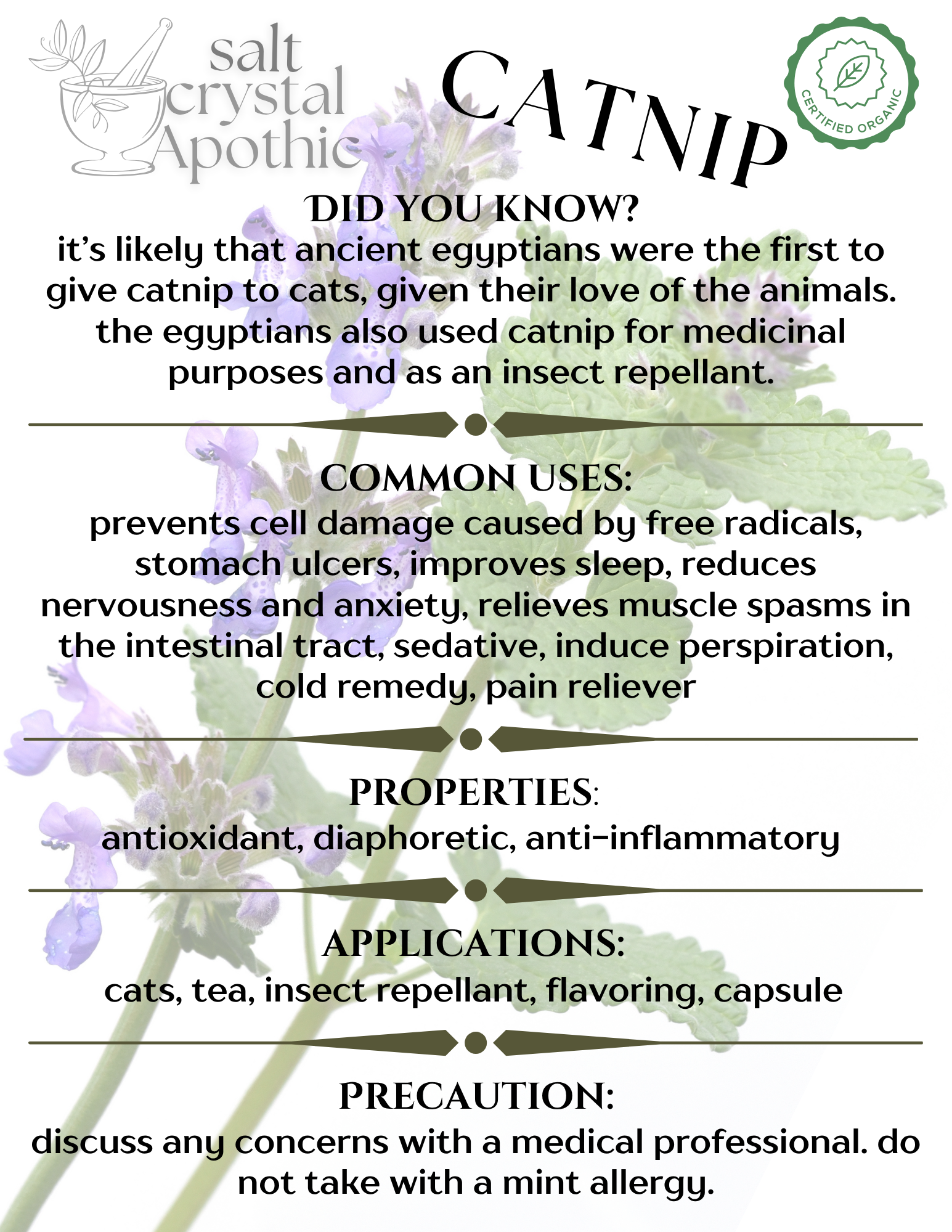 Catnip Leaf | Cut & Sifted, Organic Starwest Botanicals