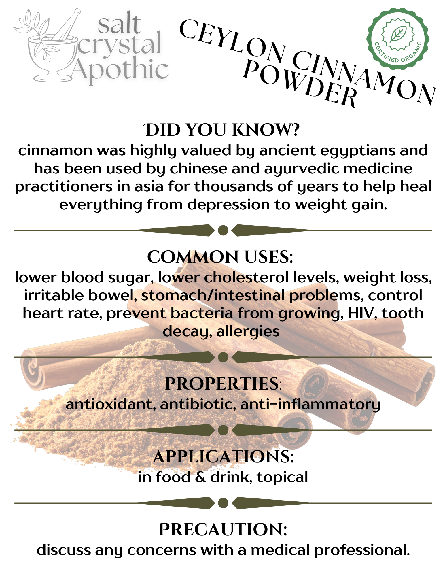 Cinnamon (Ceylon) Powder | Organic HerbCo