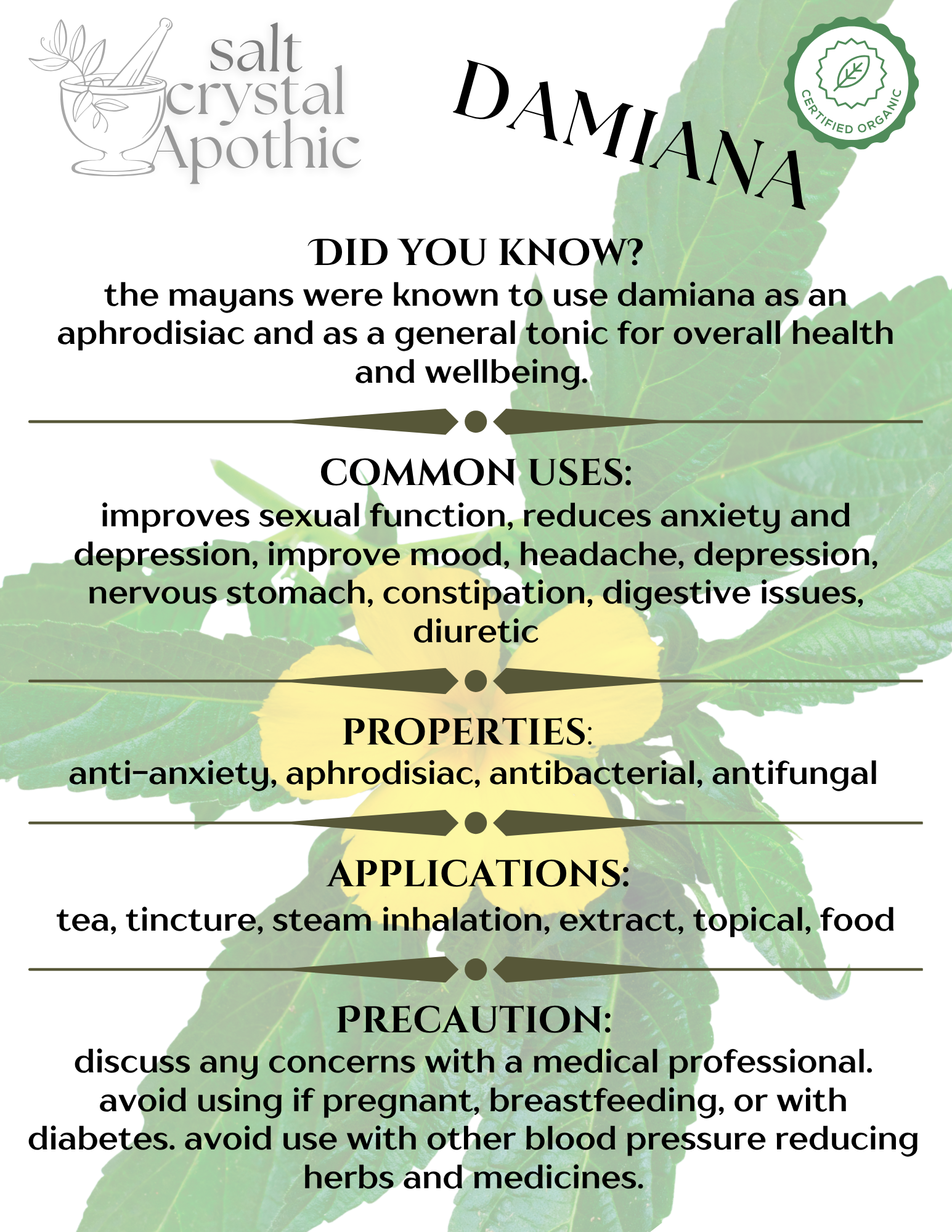 Damiana Leaf | Cut & Sifted, Organic Mountain Rose Herbs