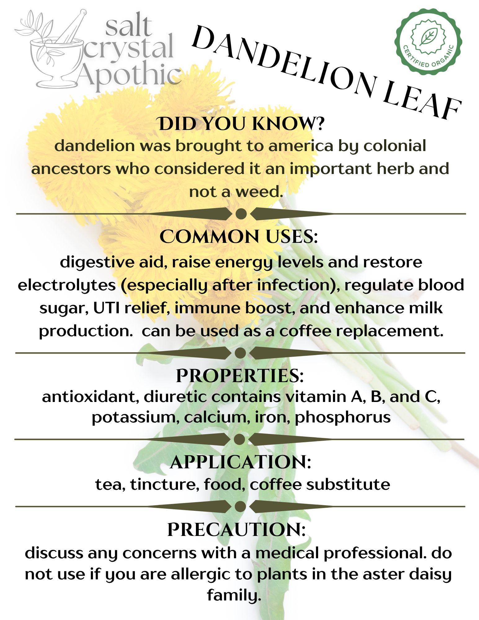 Dandelion Leaf | Organic, Cut & Sifted HerbCo
