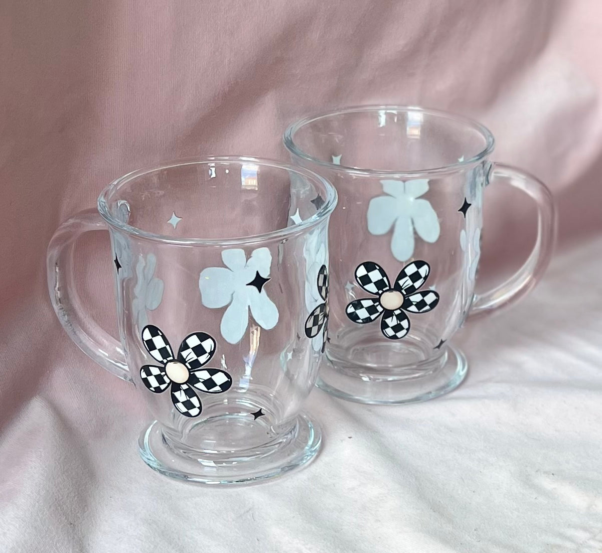 Glass Mug with Flowers | Holds 12 oz Beckys BS