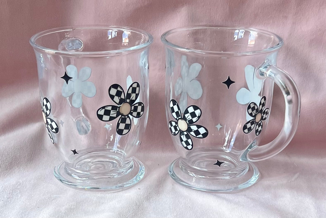 Glass Mug with Flowers | Holds 12 oz Beckys BS