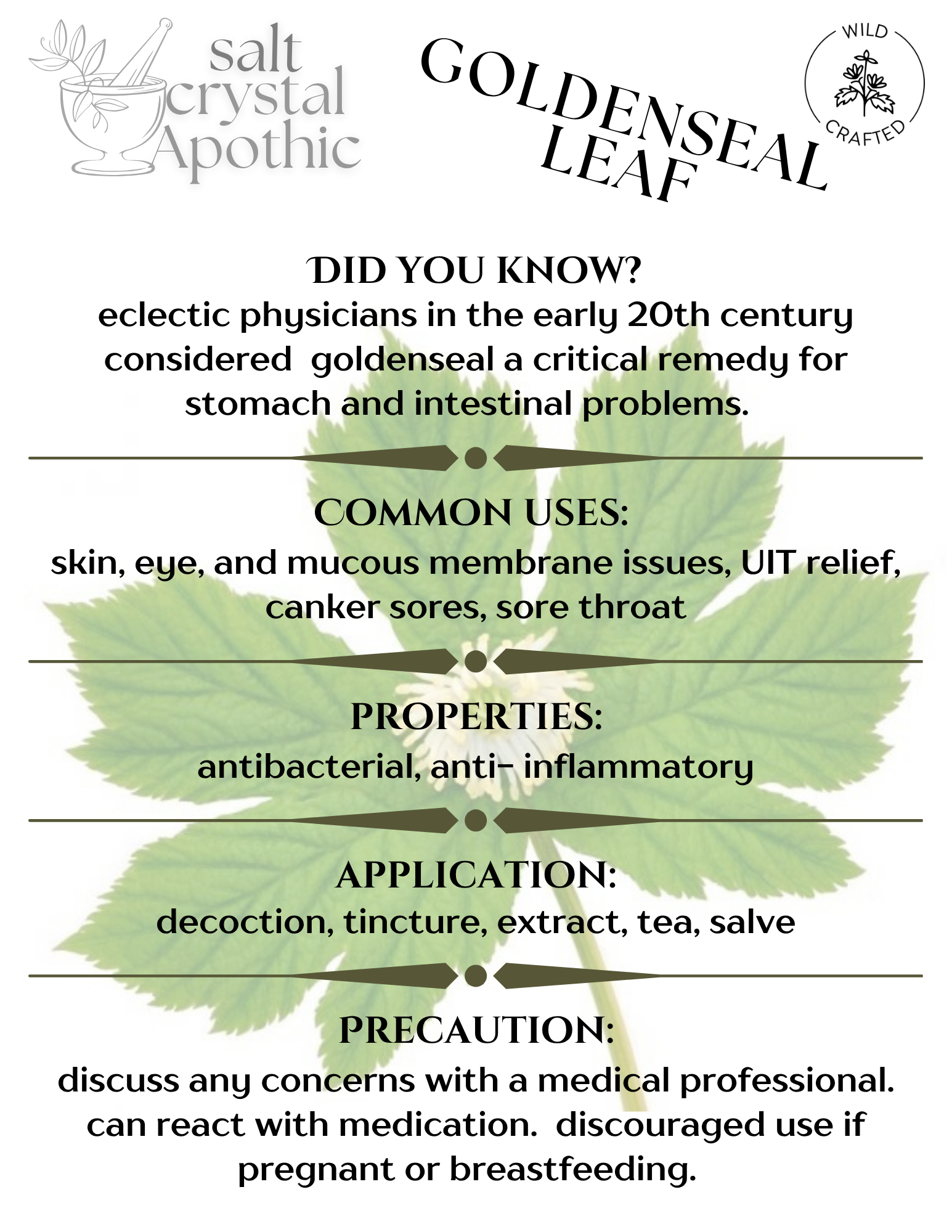 Goldenseal Leaf | Cut & Sifted, Wildcrafted HerbCo