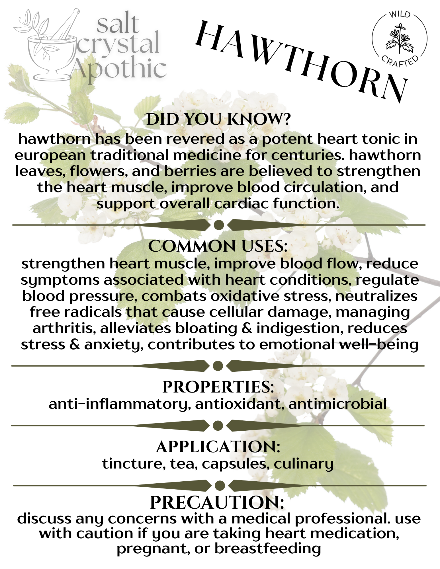 Hawthorn Leaf & Flower | Cut & Sifted, Wild Crafted HerbCo