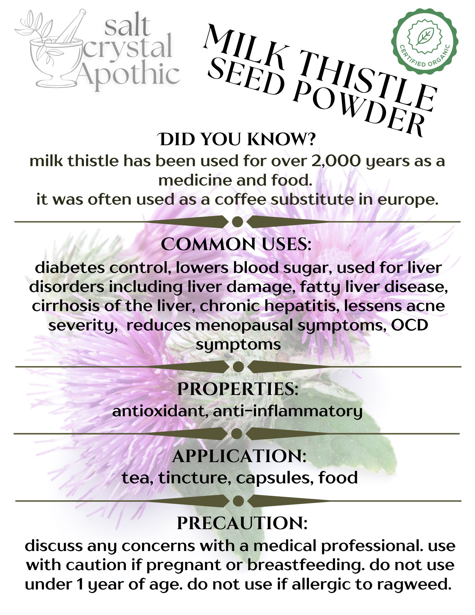 Milk Thistle Seed Powder | Organic HerbCo