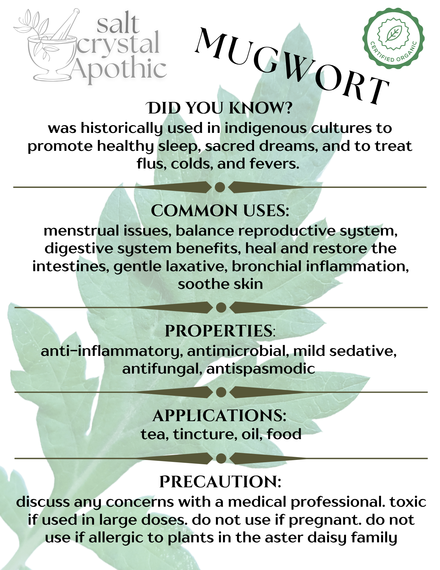 Mugwort | Cut & Sifted, Organic HerbCo