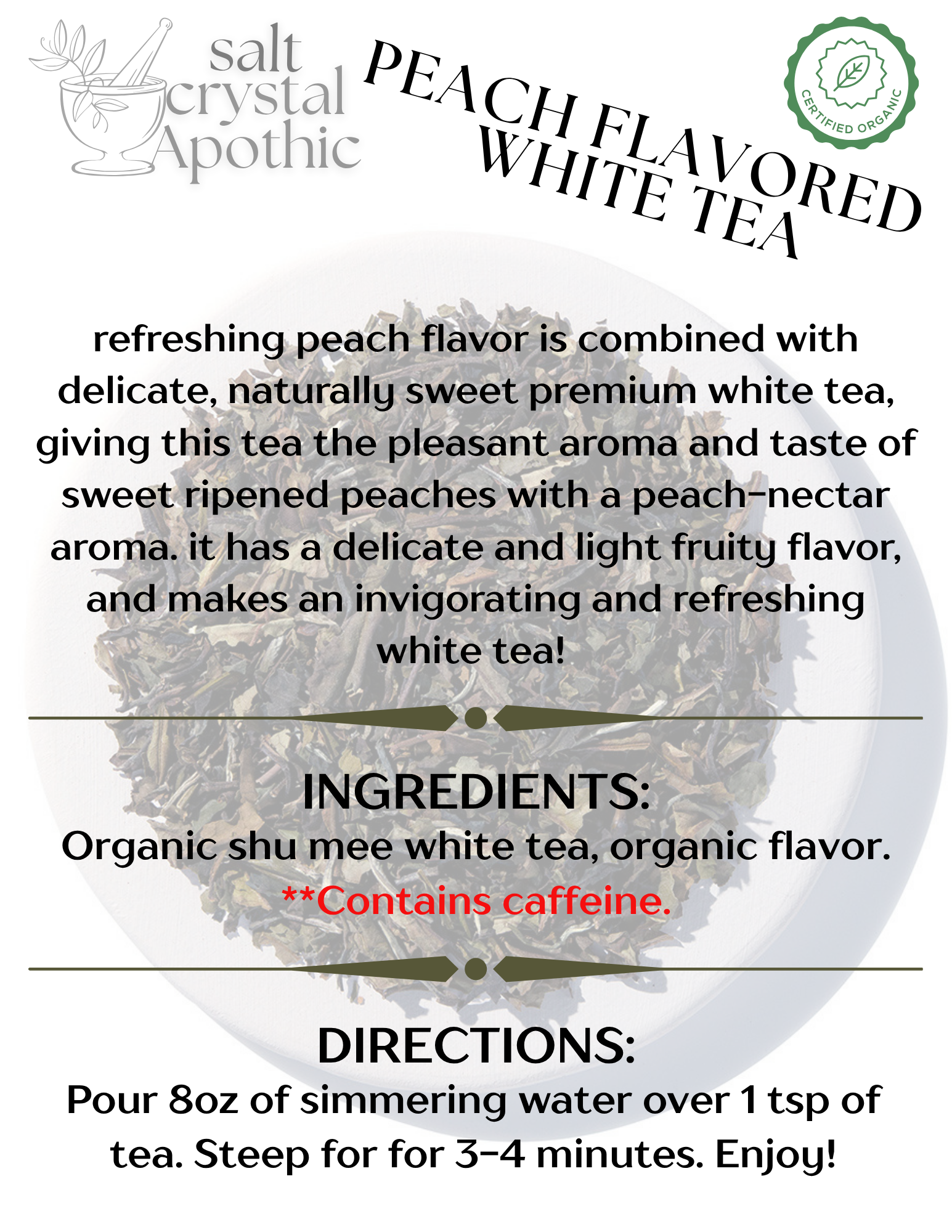 Peach Flavored White Tea | Organic Starwest Botanicals