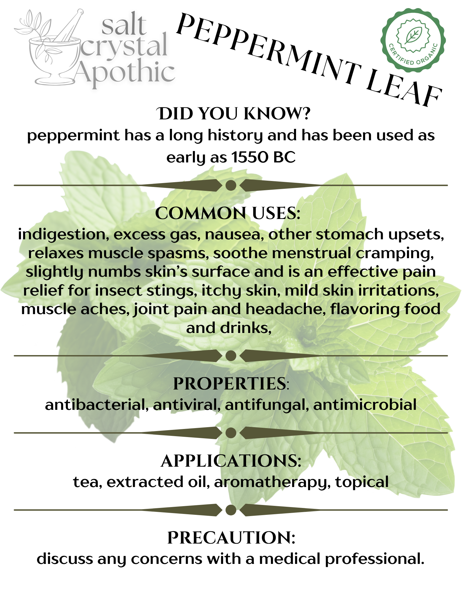 Peppermint Leaf | Cut & Sifted, Organic HerbCo