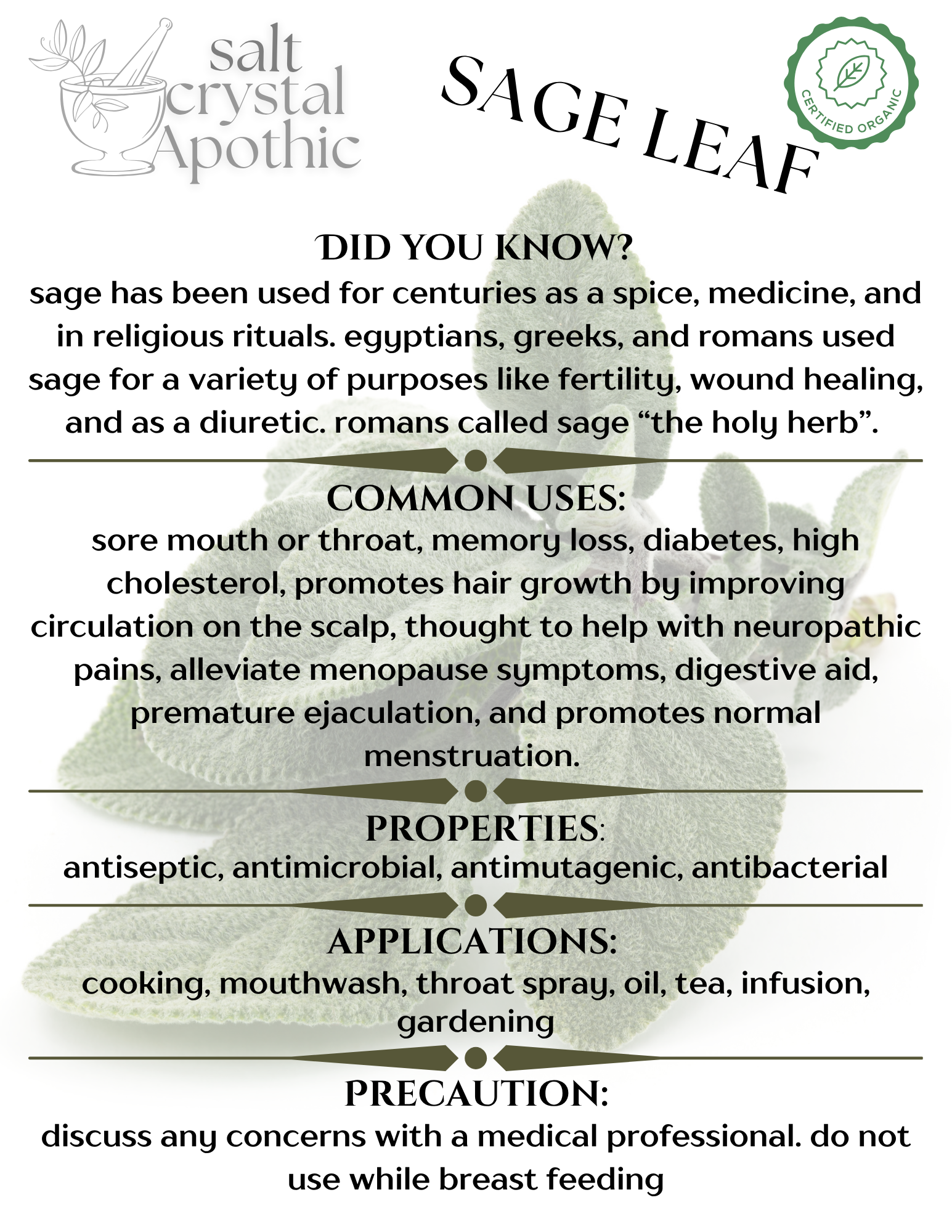 Sage Leaf | Cut & Sifted, Organic HerbCo