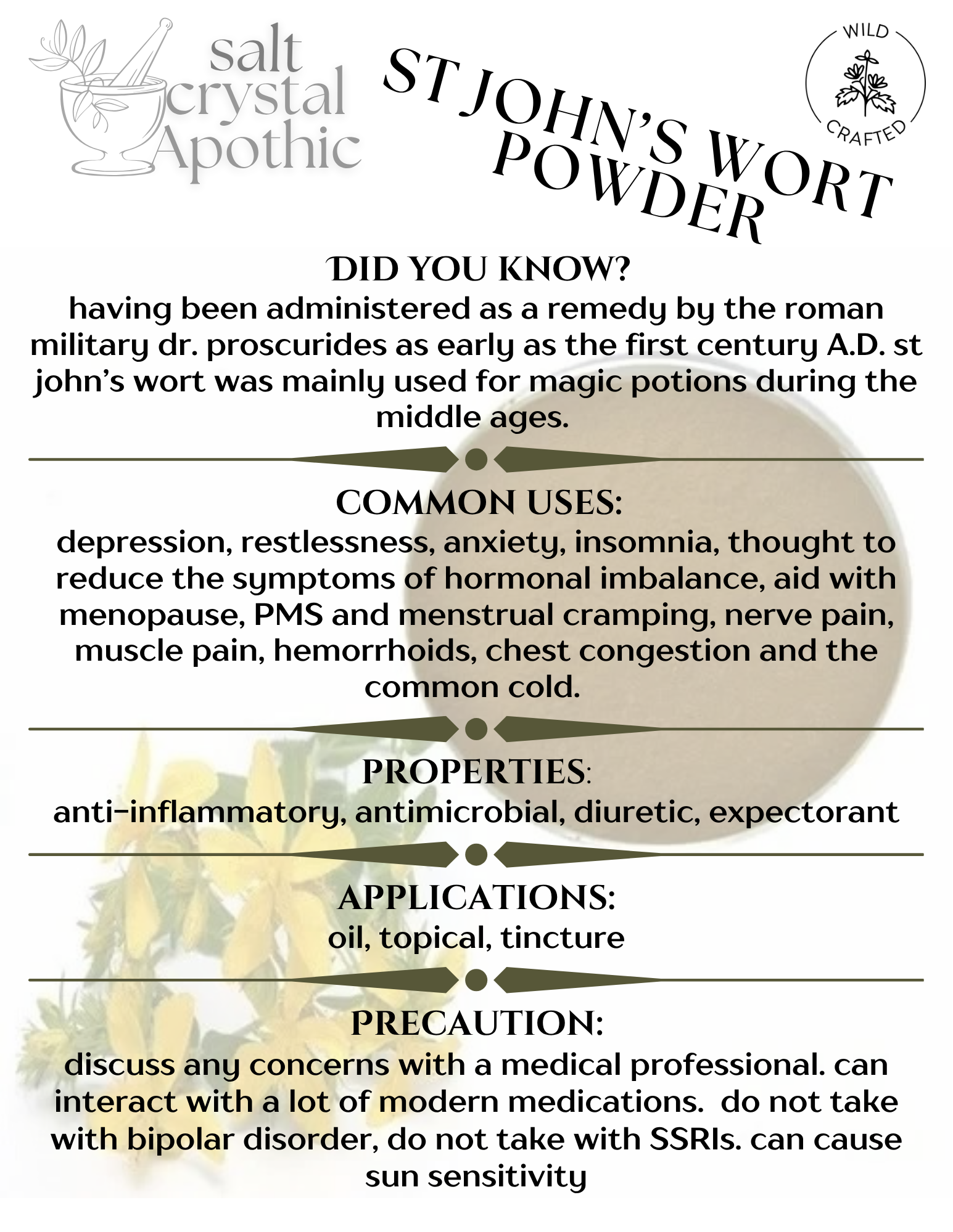 St. John’s Wort Powder | Wildcrafted HerbCo