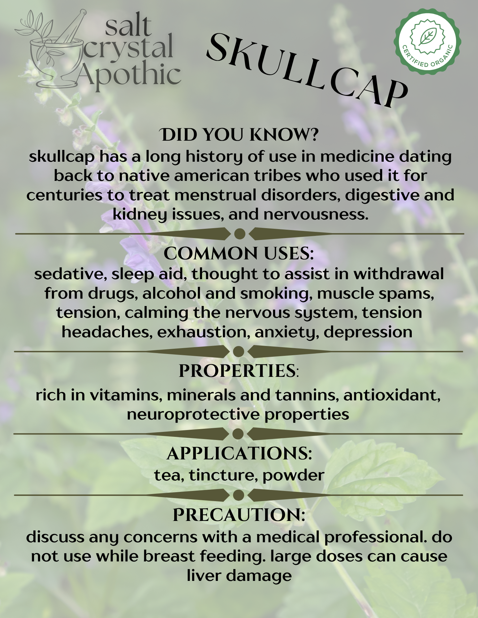 Skullcap | Cut & Sifted, Organic HerbCo