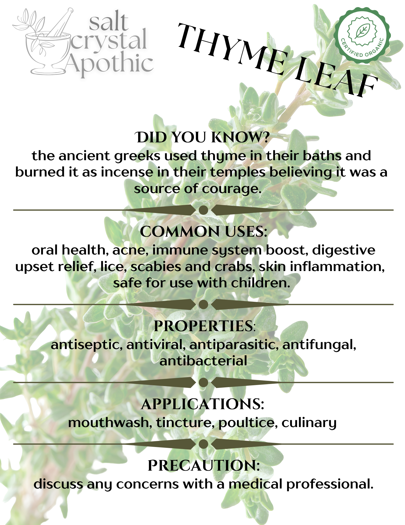 Thyme Leaf | Cut & Sifted, Organic HerbCo